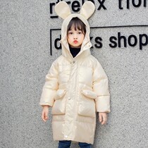 Ocnltiy childrens down clothes mens baby girl clothes winter foreign air medium long style jacket Korean version warm white duck down