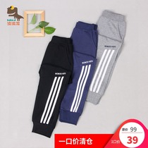 Popolon childrens clothing boy long pants middle waist leather band childrens sports pants spring and autumn feet do not open leisure autumn