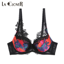 LACLOVER Lanka Wenjin Se Yanran series Lace printing gathered bra LC11JY1