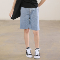 Big Girls Denim Shorts Summer 2022 Simple Casual Pants Loose Wide Legs Denim Shorts Five-point Pants