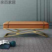 Nordic shoe changing stool Stool Living-room Sofa Soft Bag Light Lavish Bed Tail Bench Bedroom Strip Bench Mesh Red Cloakroom Bench