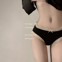 RD Days Department Morandi Color Department Teenage Girl Hearts Lace Mid Low Waist Pure Cotton Crotch Pure Color Triangle Cute Underpants Woman