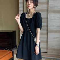 Eurofa-style Hepburn Herbene Little Black Skirt Woman Summer Short black square neck Blister Dress dress 2021 European Station