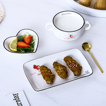  Creative Nordic ceramic binaural childrens breakfast milk bowl steamed egg bowl Baked pudding dessert bowl stewed soup cup