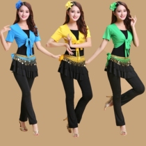 Square Dance Costume Summer New short sleeves T-shirt Skirt Pants Suits in Old Age Jump Dance Table Performance Exercise Practice Exercises