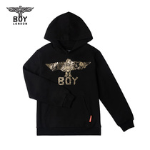boylondon Kids Plus Velvet Sweat Black Gold Print Hooded Leisure