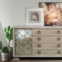 American cupboard solid wood sideboard TV cabinet light luxury cupboard now simple antique old porch mirror cabinet