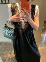 BORAKOO Korea East Gate Xia Chao love ~ self-retention ~ black lace vneck chiffon vest dress