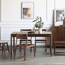  North American black walnut dining table and chair combination Nordic solid wood small apartment household rectangular simple dining table customization