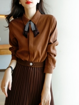 Shirt Woman Autumn Winter New 2021 Design Sensation Small Crowdthread Collar Junction 100 Hitch Pure Color Thickened Warm Lining Clothing