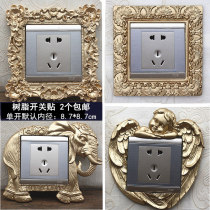 Resin European switch protective cover Golden Elephant luxury creative plug light switch decorative cover modern living room