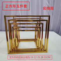 New wedding props Golden geometric box road guide three-dimensional wrought iron ornaments Wedding decoration festive arrangement flower stand