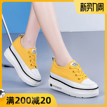  Summer canvas shoes womens 2021 new thin breathable all-match thick-soled muffin casual inner height-increasing white womens shoes