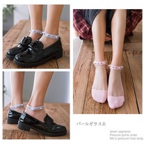 Pearl socks female ins tide net red summer breathable glass silk crystal socks Thin lace Japanese socks shallow mouth