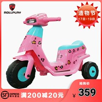 American rollplay Ruilei childrens electric motorcycle Little girl can sit 1-4 years old three-wheeled Barbie car