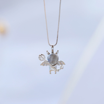 s925 sterling silver moonlight stone little devil necklace female cold wind temperament Net red ins tide minority design choker