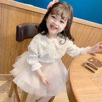 Childrens clothing spring new small and medium-sized childrens style princess shirt skirt baby Autumn dress big lapel shirt tide