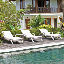 Outdoor rattan deck bed balcony deck chair poolside beach deck chair leisure courtyard sun chair coffee table