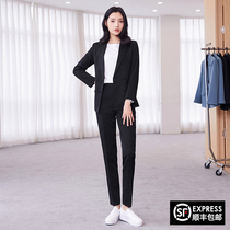 Black suit suit female spring and autumn professional dress temperament goddess Fan suit formal dress female college student interview work suit