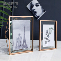 Nordic photo frame simple ins creative photo frame horizontal version combination golden light luxury glass table decoration ornaments 467 inch