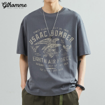 2022 Summer New Men T-Shirt Short Sleeve Printed Loose Ins Tide 100 Lap Round Collar Half Sleeve Compassionate Tide