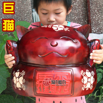 Creative oversized Lucky Cat piggy bank Peach wood evil spirits Practical opening gift King-size wooden piggy bank ornaments