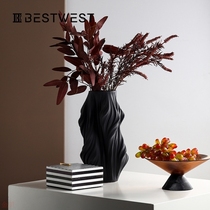 Bossi home new Chinese 3D printed ceramic vase tree leaf pattern curved flower arrangement home soft Display