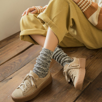 Pile Socks Socks Woman Pure Cotton Retro Thickened Autumn Winter Snowflake Socks Female Midbarrel Socks Gush to keep warm and not to fall color