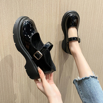 Thick-bottom British style small leather shoes childrens summer thin 2021 New Joker shallow black Mary Jane single shoes