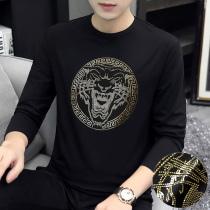 Brand Modal Long Sleeve T-Shirt Men's Hot Gold Spring Trend Brand Men's Slim Round Neck 100% Cotton Tiger Head Bottoming Shirt