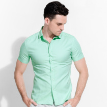 (clear bin) Yuanben Oxford spun short sleeve white shirt mens summer pure cotton body pure color casual lining clothes