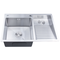 Kitchen sink Double sink wash basin with washboard 304 stainless steel water bucket Wash basin Left and right table Taichung basin