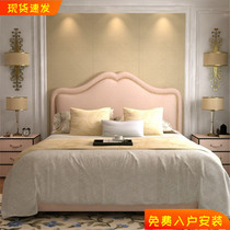 Fabric bed Nordic simple modern customizable technology cloth pink princess girl bed light luxury velvet net red wedding bed