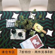 Draft CIAOGAO Independent Design Nordic ins Homestay TV Cabinet Cover Cloth Tea Table Grid Green Tablecloth Cover Cloth
