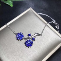 S925 Silver - inlaid natural sapphire necklace chain fashion personality small fresh - style super - fine woman