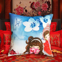 Cartoon animation children embroidered cross embroidery a couple Mengmei cute 2022 new pillow sleeve