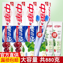 China toothpaste set Healthy teeth white 200gx4 pcs fresh breath dazzling fruity family pack free toothbrush toothpaste