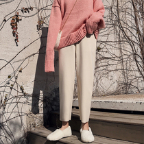 Big Code Broadlegged Pants Woman Autumn Winter 2021 New Net Red Grandma Pants Fat Younger Sister Loose Thickened Gross Turnip Pants