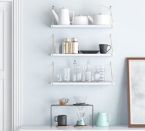 Nordic ins marble clapboard rack living room kitchen storage rack minimalist brass color layer rack with nail-free