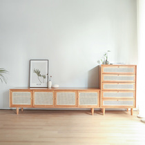 Day-style minimalist solid wood TV cabinet Nordic small family Type vines Log Dining Side Cabinet Folk Sleeping floor locker lockers