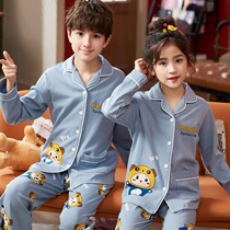 2021 new children Womens spring autumn long sleeve pyjamas pure cotton cartoon boy baby plus hypertrophy yard home suit suit