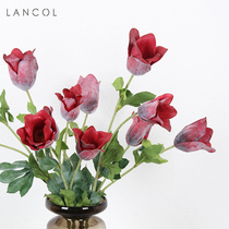 Lancol New European-style emulated flower red snowy white head Weng living room table for putting flowers and wedding room decoration fake flowers