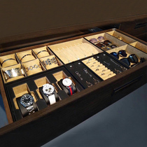 Omo Youke series drawer jewelry box flannel drawer grid rack cloak split Plaid glasses case