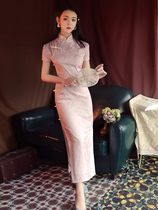 Pink Qipao 2021 The new retro version of the retro version of the young girls dress The dress everyday can be worn for a long summer