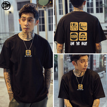 T-shirt mens ins Tide Cards Pure Cotton Short Sleeve Port Wind Loose Big Code Mens Half Sleeve Summer Ultra-Fire Lovers Fitted Clothes