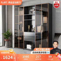 Light luxury bookcase Italian minimalist glass door combination display cabinet household office storage modern simple bookcase