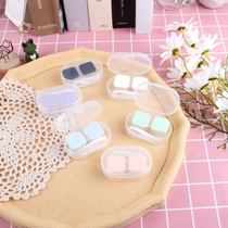 Transparent minimalist contact lens case flip press buckle type small portable beauty pupil myopia double box care box press