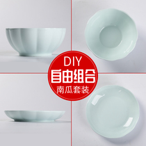 DIY pumpkin tableware ceramic dishes simple household free combination rice bowl noodle bowl large soup bowl microwave