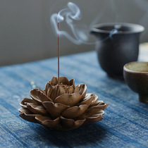 Handmade Zen Lotus fragrant sandalwood Tibetan incense line incense back incense creative incense plate rough pottery Buddhist incense Ware