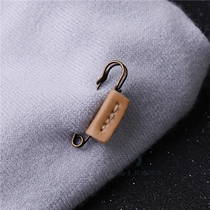 Mini cute small pin with leather first layer cowhide handmade brooch wild anti-light Japanese and Korean casual style buckle needle